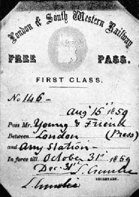 Free pass issued to a journalist by the LSWR