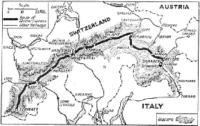 The route of the Glacier Express