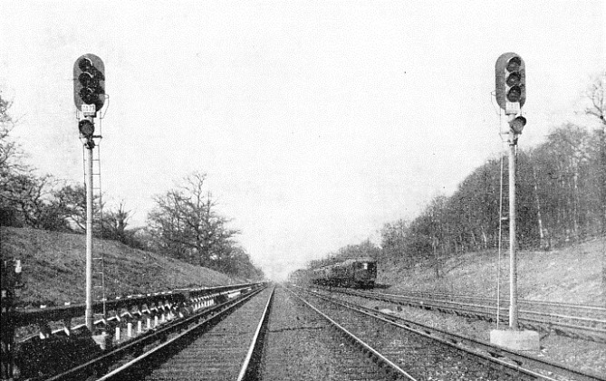 NEW AUTOMATIC SIGNALS govern the Southern Railway's Main Up Line between Balcombe Tunnel and Three Bridges in Sussex.