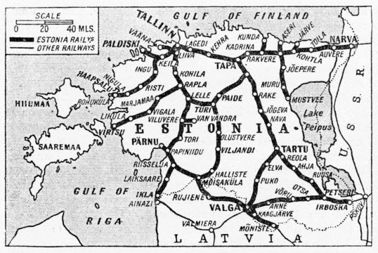 Map of the Estonian State Railways in 1935