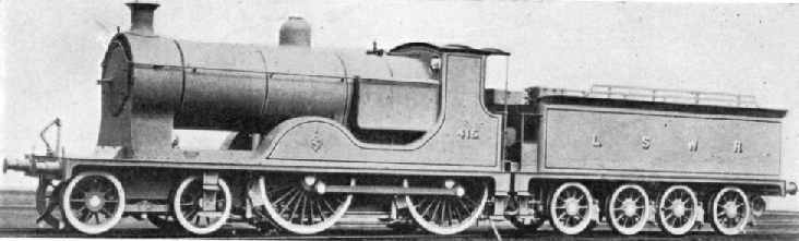 Fitted with a water-tube firebox, a 4-4-0 of the LSWR