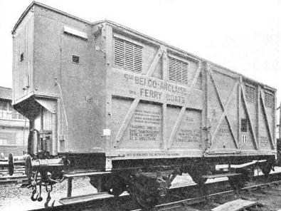 A 20-ton covered Belgian train ferry wagon used on the Harwich-Zeebrugge train-ferry service.