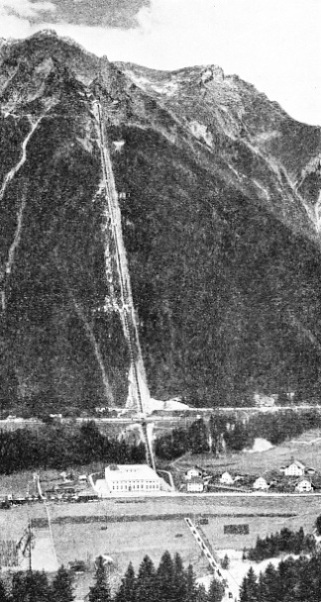 A GENERAL VIEW of the power station at Spullersee, near Bludenz, showing the giant pipes carrying water down the mountain-side