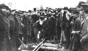 In 1885 the advancing railheads met at Craigellachie, and on November 7 of that year the late Lord Strathcona drove in the last spike of the track
