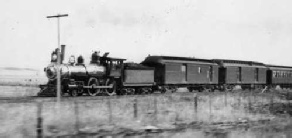 A passenger train on the Atchison Topeka & Santa Fe Railway c1890