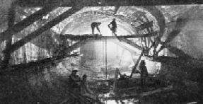 A  striking photograph of a small gang of workers in the Moscow Metro