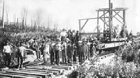 Foot by foot the railway engineers thrust the metals across Canada