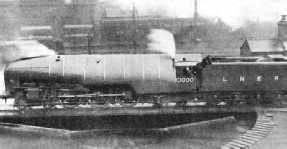 HIGH PRESSURE streamlined locomotive No. 10000 on the turn-table at King’s Cross