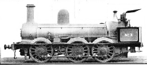 An old locomotive constructed on the “long boiler" plan of Robert Stephenson