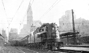 one of the hourly express trains is seen leaving Broad Street Station, Philadelphia