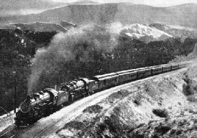 Two locomotives are required to haul the “Chief” through country of this nature