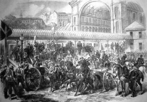 A Mitrailleuse battery dispatched from Paris by the Strasbourg Railway in 1870