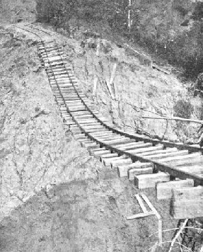A WASH-OUT of track and embankment on the Araruama extension of the Leopoldina Railway