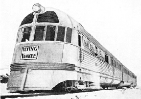 “FLYING YANKEE” is the Boston and Maine Railroad’s new three-car high-speed unit