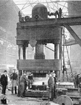 The hydraulic press in the forge at the Queen's Park Works, Glasgow