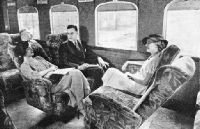 the luxurious interior of a streamlined coach built at Milwaukee for the Chicago, Milwaukee, St Paul and Pacific Railroad in 1934