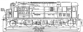 general arrangement of an Armstrong Whitworth 880hp oil-electric locomotive 