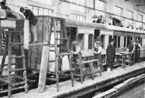 A SCENE OF ACTIVITY at the Southern’s carriage shops at Lancing