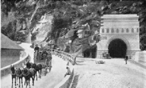 THE SIMPLON TUNNEL YESTERDAY, showing the southern entrance shortly before completion in 1906