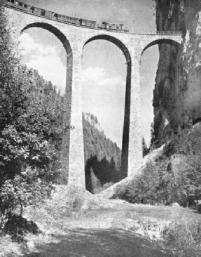 the Landwasser Viaduct on the line of the Rhaetian Railways