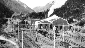 A view of the power-house and depot at Otira