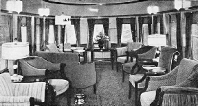 this handsomely furnished observation lounge on the rear of the Baltimore and Ohio Railroad’s new streamlined express, the “Abraham Lincoln”