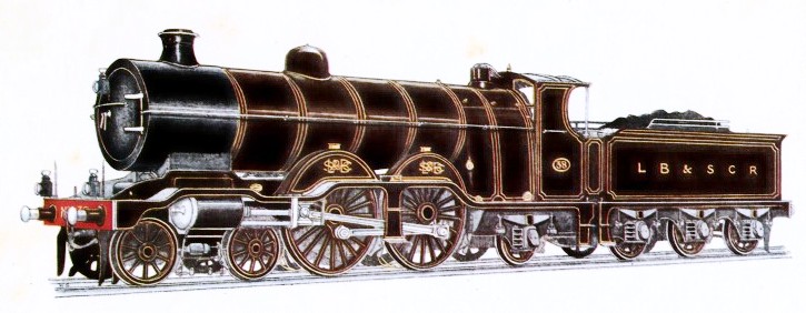 LONDON BRIGHTON & SOUTH COAST RAILWAY EXPRESS PASSENGER LOCOMOTIVE, No. 38