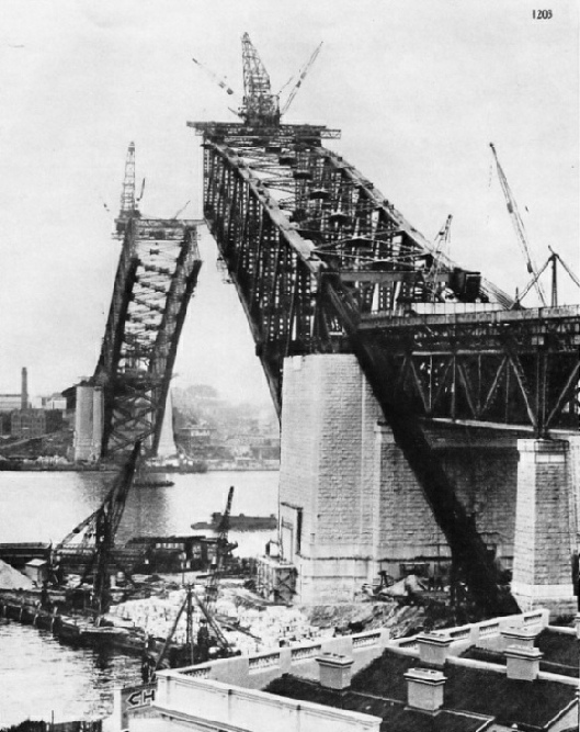 Sydney Harbour Bridge under construction