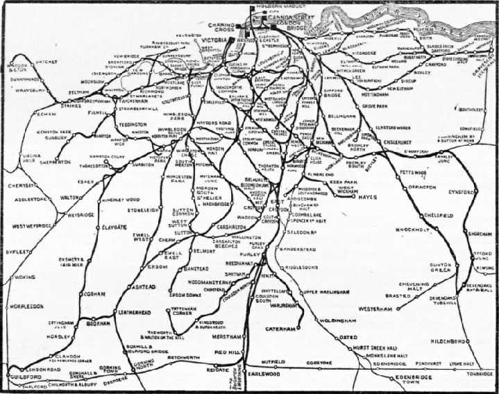 The great network of the Southern Railway's suburban area.