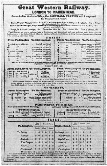 IN MAY, 1839, as indicated in this early Great Western Railway time-bill, frequent trains ran between Paddington and Maidenhead