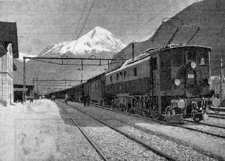 Electric Train on the St. Gotthard Line at Erstfeld