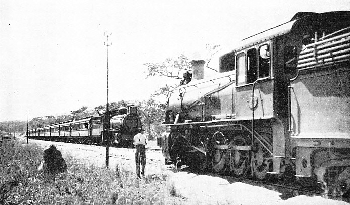 The north- and south-bound mails passing, on the main line at Wallamba, Northern Rhodesia