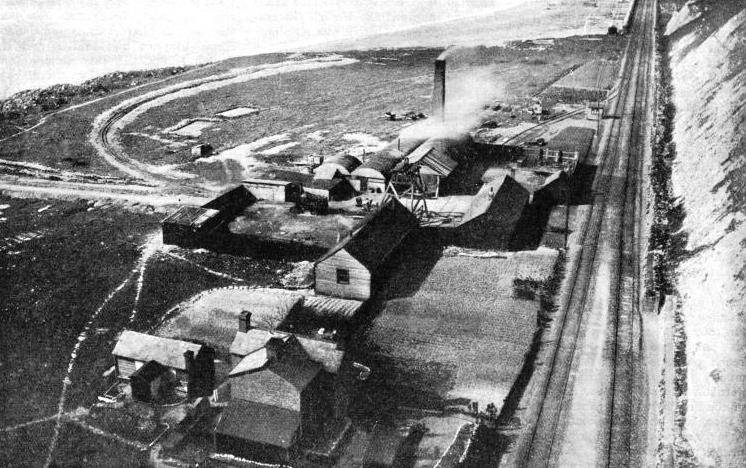 AN AERIAL VIEW of workings in connexion with one of the Channel tunnel schemes proposed at the end of the nineteenth century