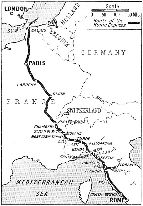 The route of the "Rome Express"