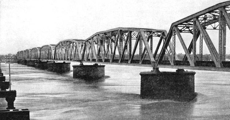 The railway bridge of the Bombay, Baroda and Central Railway across the Mahi River