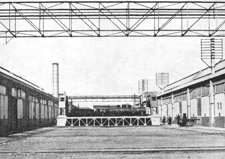 A GIANT TRAVERSER for locomotives at Malines, Belgium