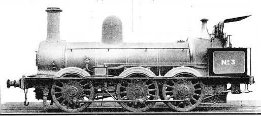 An old locomotive constructed on the “long boiler" plan of Robert Stephenson