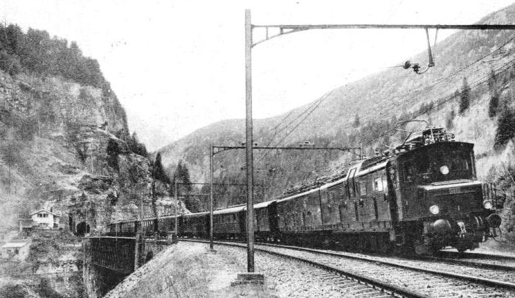 AN ELECTRICALLY HAULED EXPRESS on the St. Gothard line AN ELECTRICALLY HAULED EXPRESS on the St. Gothard line