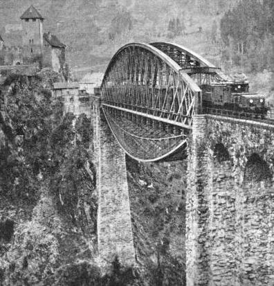 AN IMPOSING AUSTRIAN BRIDGE which takes the railway across the Trisanna Gorge in the Tirol