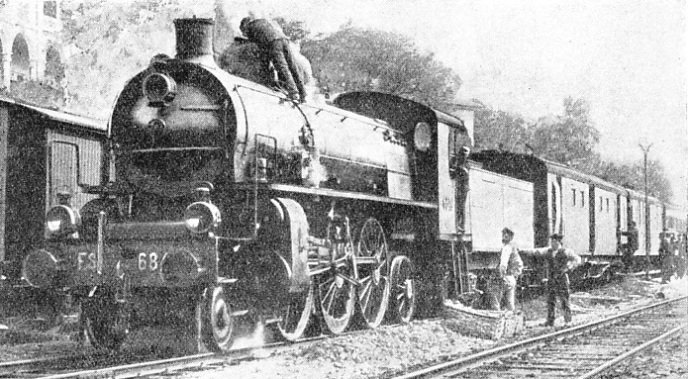 in Italy 2-6-2 locomotives of the type illustrated are employed extensively for fast passenger trains, including the “Rome Express”