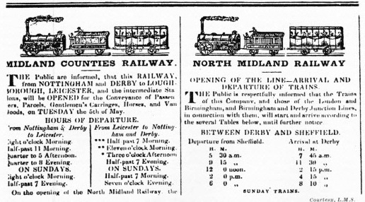 Midlad Counties timetable of 1840