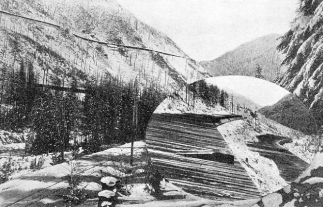THE AVALANCHE MENACE which threatened the old route of the US Great Northern Railroad