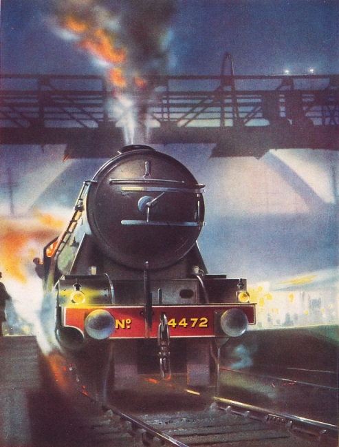 THE FLYING SCOTSMAN leaving King’s Cross with a night express 