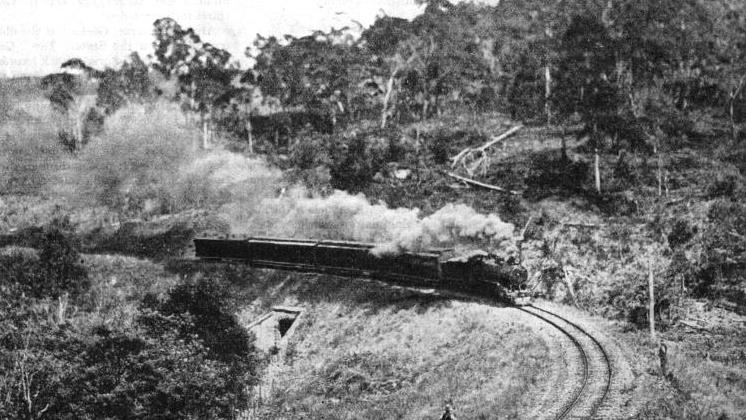 A SEVERE CURVE known as “Coalmine Bend” on the Main Line railway in Tasmania