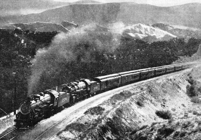 Two locomotives are required to haul the “Chief” through country of this nature