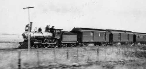 A passenger train on the Atchison Topeka & Santa Fe Railway c1890
