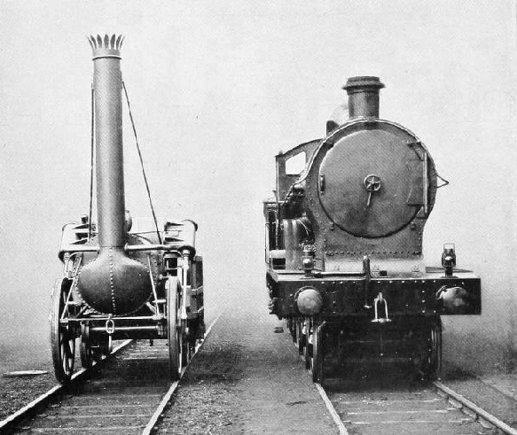 FRONT VIEWS OF THE “ ROCKET ” AND THE 5,000th ENGINE BUILT AT CREWE