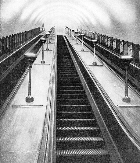 the escalator has also been adopted at Waterloo, where it leads from the Underground station to the Southern Railway’s terminus