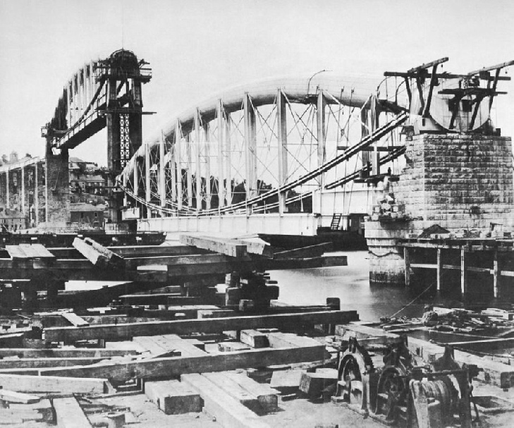 ERECTING ONE OF THE MAIN SPANS OF THE ROYAL ALBERT BRIDGE, SALTASH