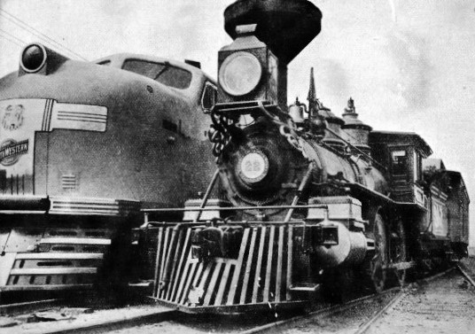 Streamlined Diesel-electric locomotive used on the “City of Los Angeles”, one of the latest American flyers